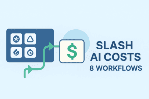 AI workflow automation graphic showing how to replace expensive monthly AI tools and save over $200 per month.